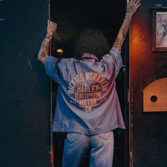 Dickies x Harley-Davidson® Boxy Fit Chambray Embroidered Work Shirt