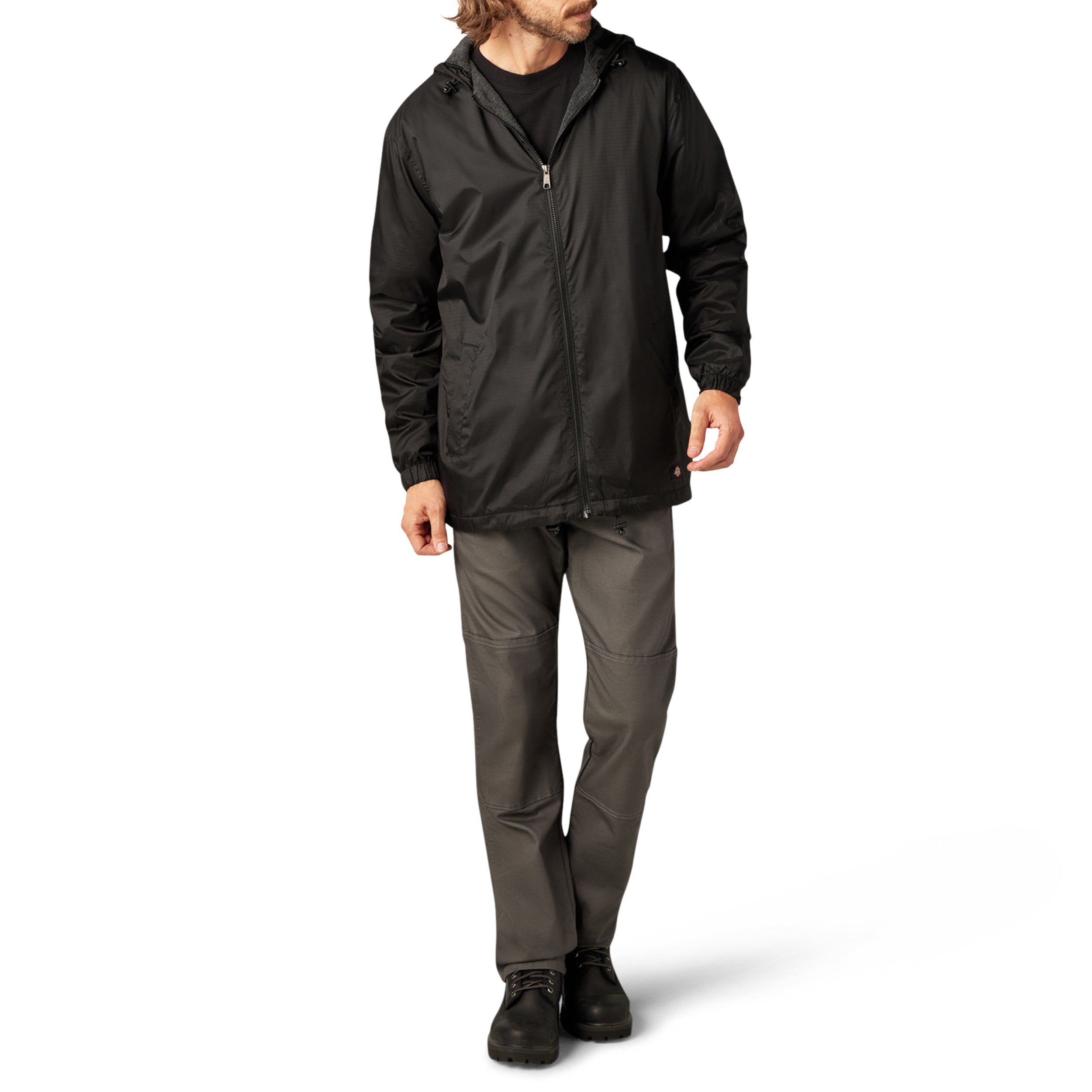 Fleece Lined Nylon Hooded Jacket