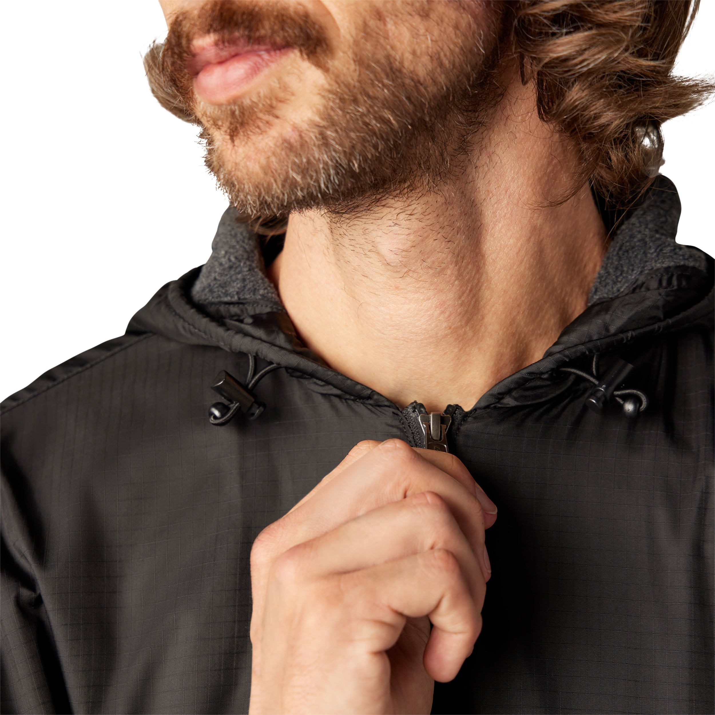 Fleece Lined Nylon Hooded Jacket