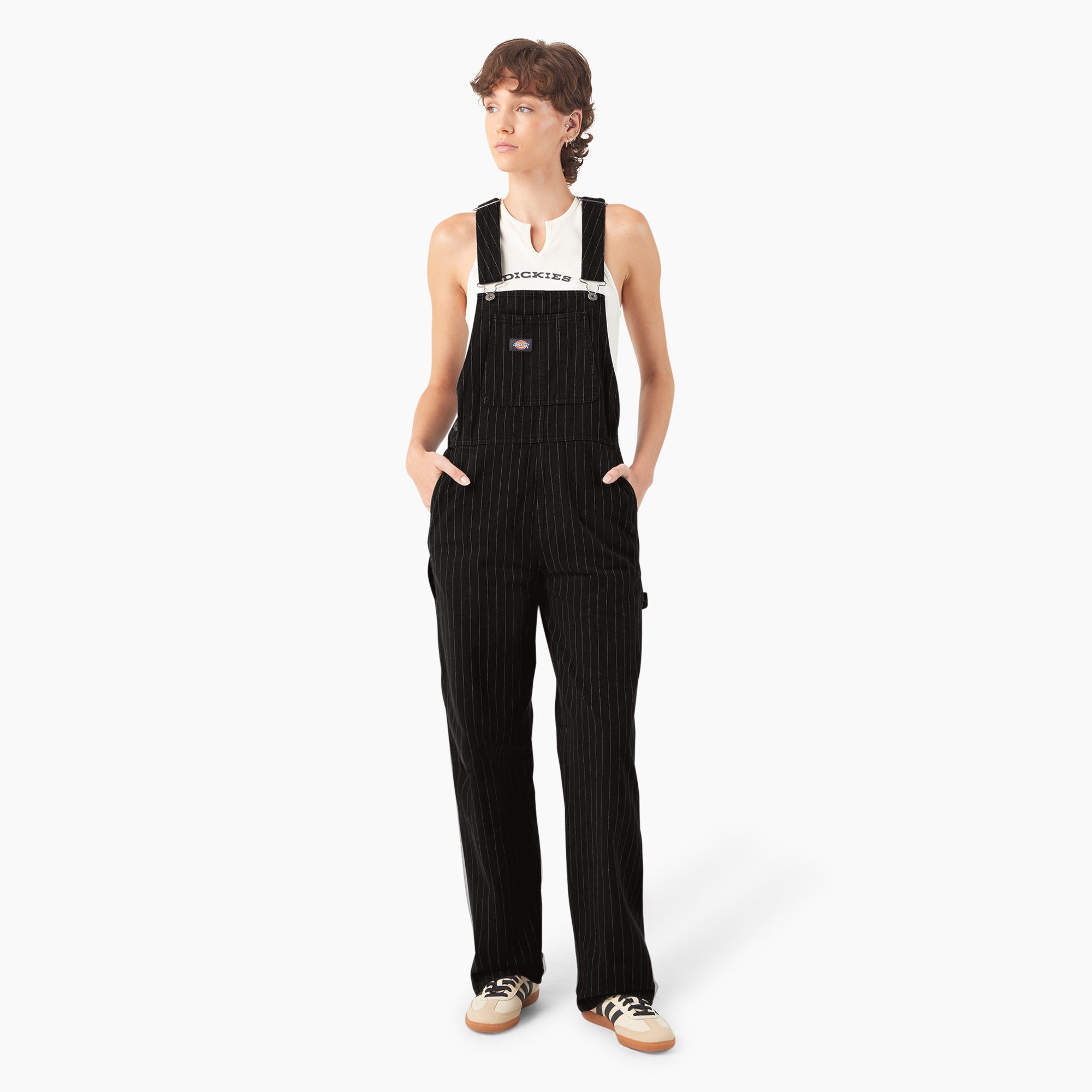Women's Pinstripe Service Bib Overalls