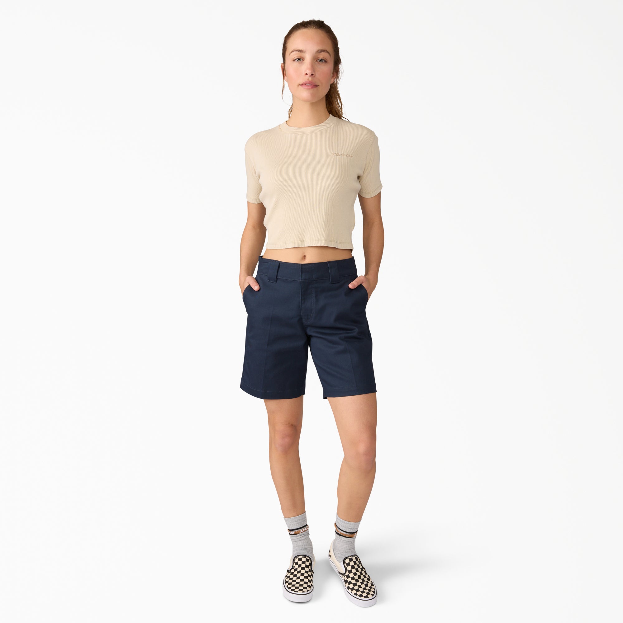 Women's Super Flex Flat Front Shorts, 9"