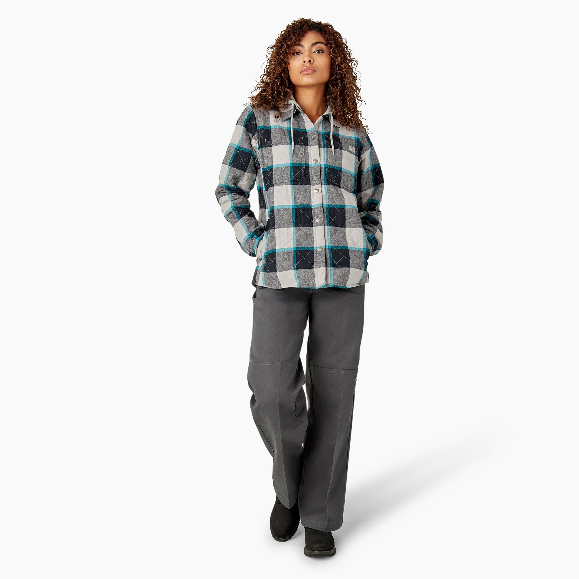 Women's Flannel Hooded Shirt Jacket