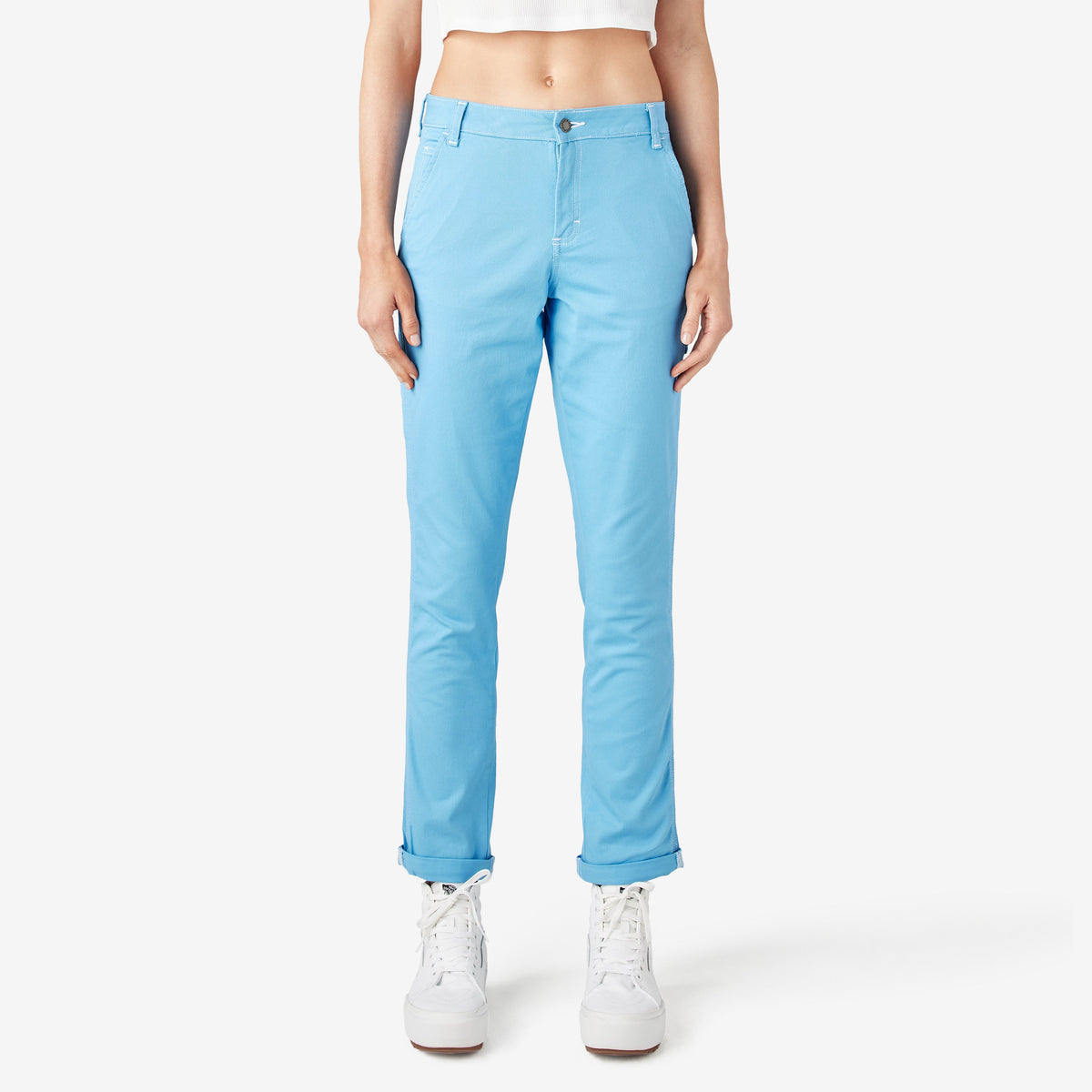 Women's Slim Straight Fit Roll Hem Carpenter Pants