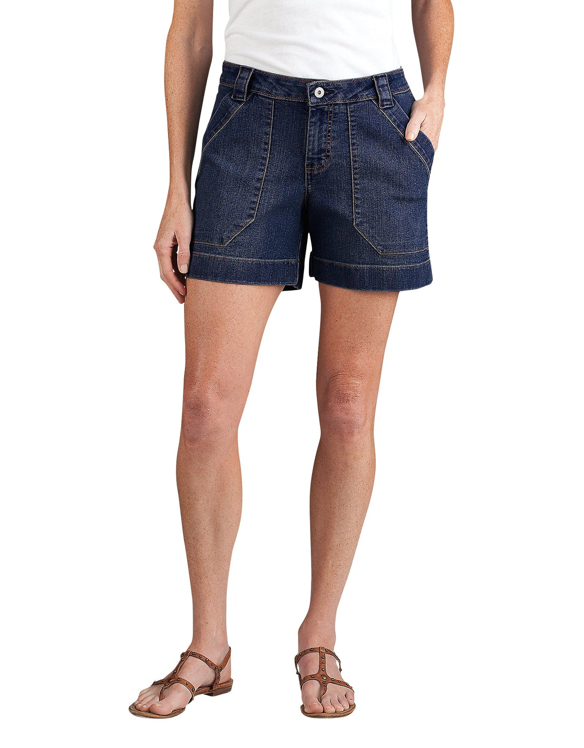 Women's Relaxed Fit 5" Stretch Denim Utility Shorts