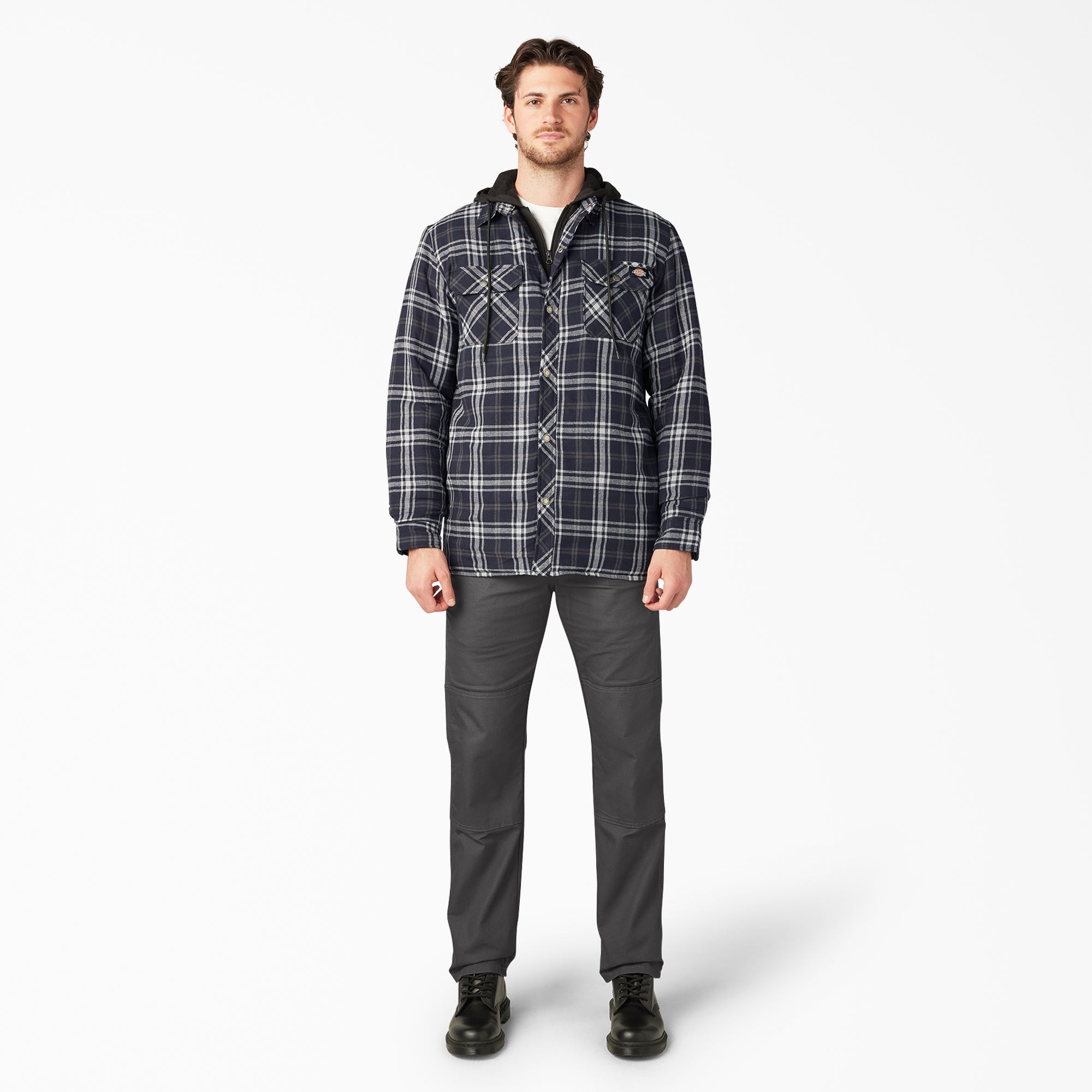 Flannel Hooded Shirt Jacket