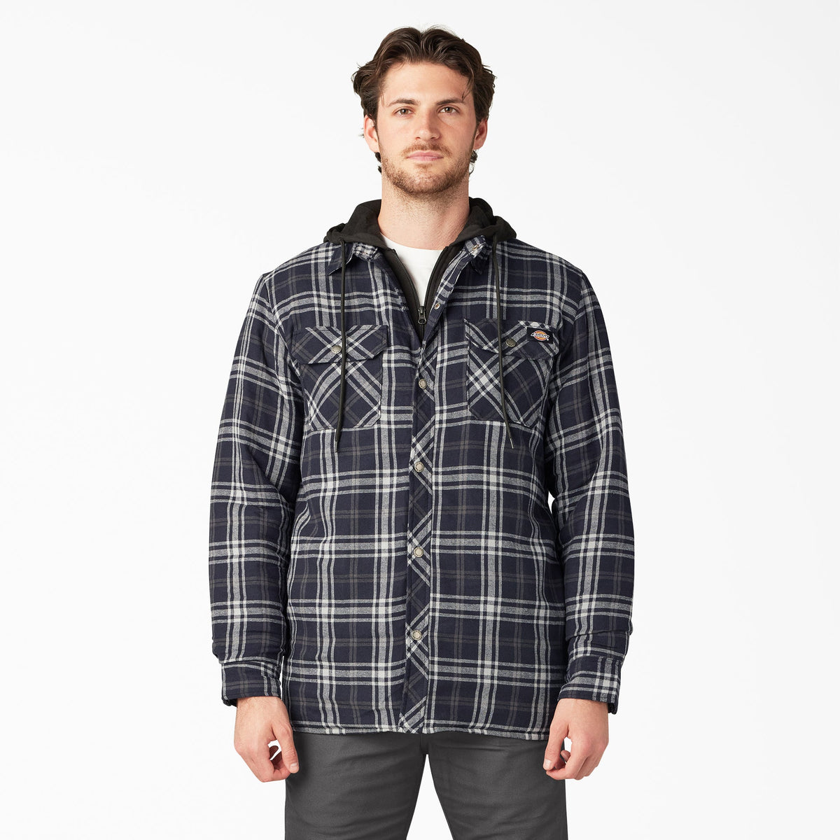 Flannel Hooded Shirt Jacket