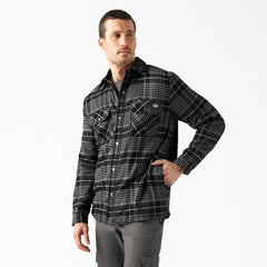 Water Repellent Fleece-Lined Flannel Shirt Jacket