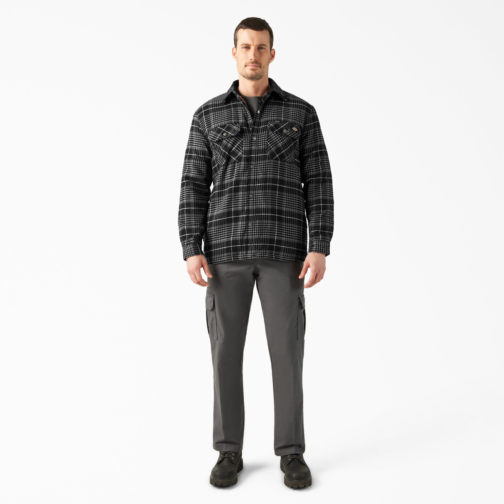 Water Repellent Fleece-Lined Flannel Shirt Jacket