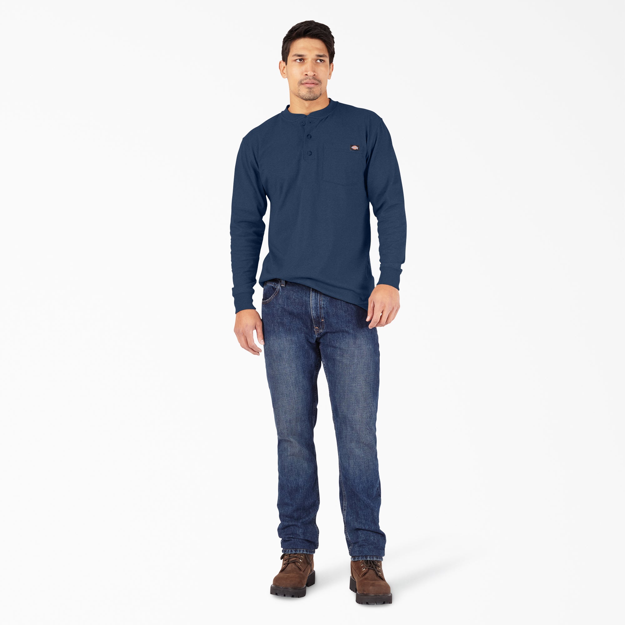 Heavyweight Heathered Long Sleeve Henley T-Shirt